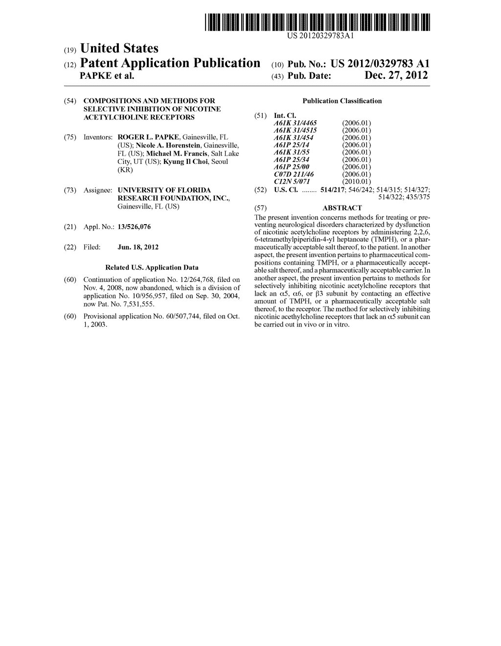 COMPOSITIONS AND METHODS FOR SELECTIVE INHIBITION OF NICOTINE     ACETYLCHOLINE RECEPTORS - diagram, schematic, and image 01