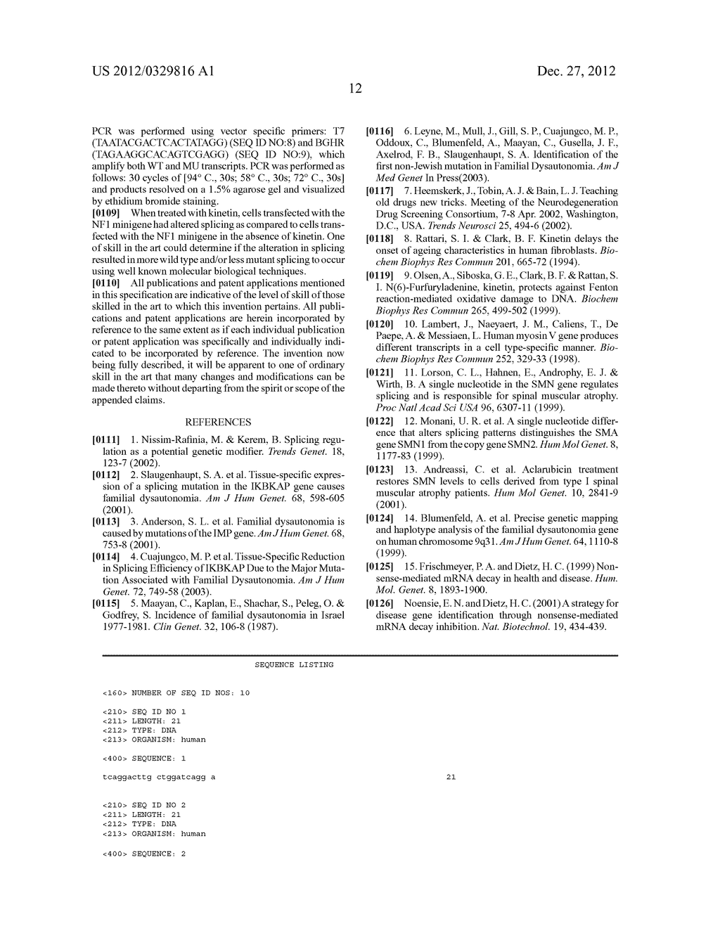 Methods for Altering MRNA Splicing and Treating Familial Dysautonomia and     Other Mechanistically Related Disorders - diagram, schematic, and image 18