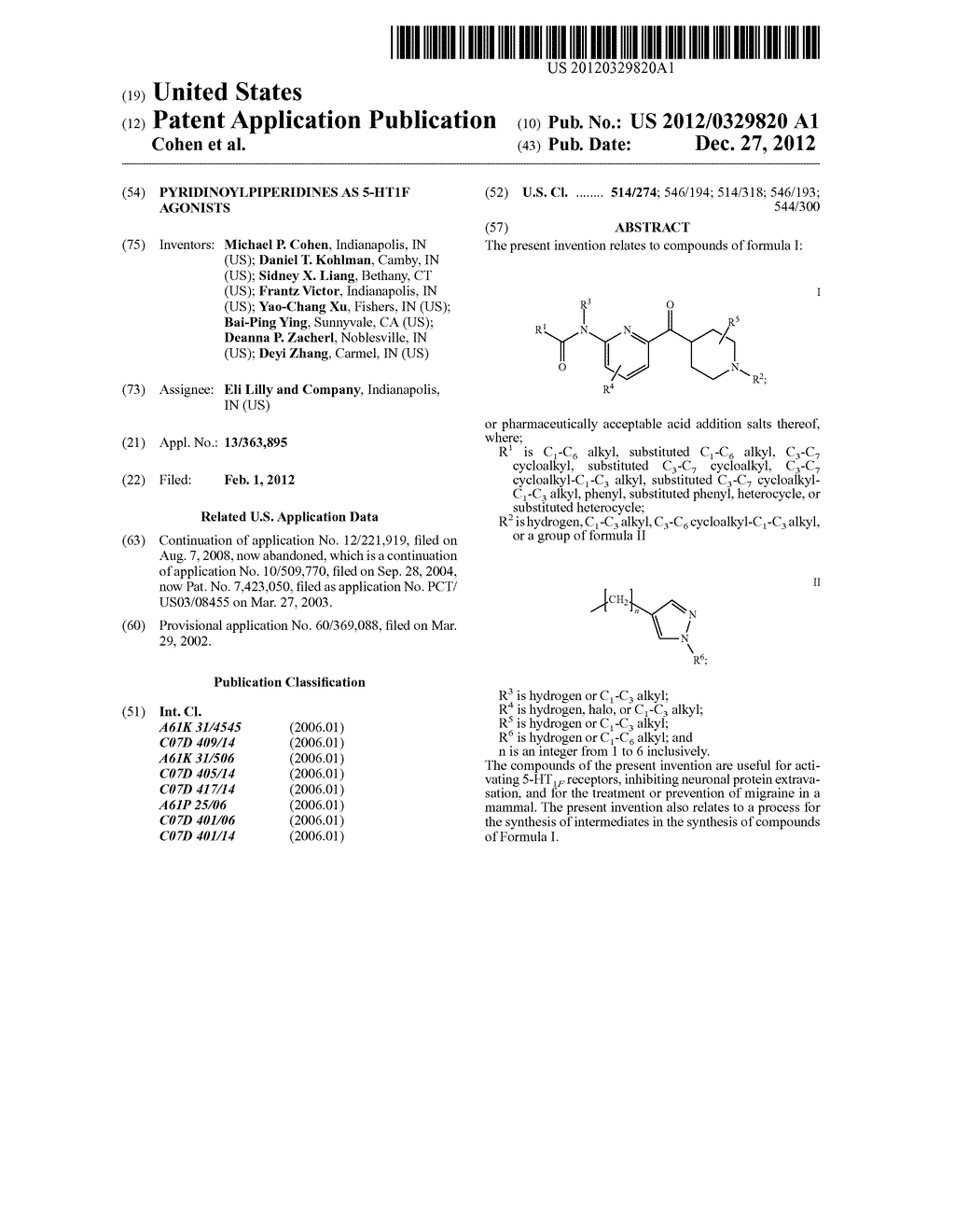 Pyridinoylpiperidines As 5-HT1F Agonists - diagram, schematic, and image 01