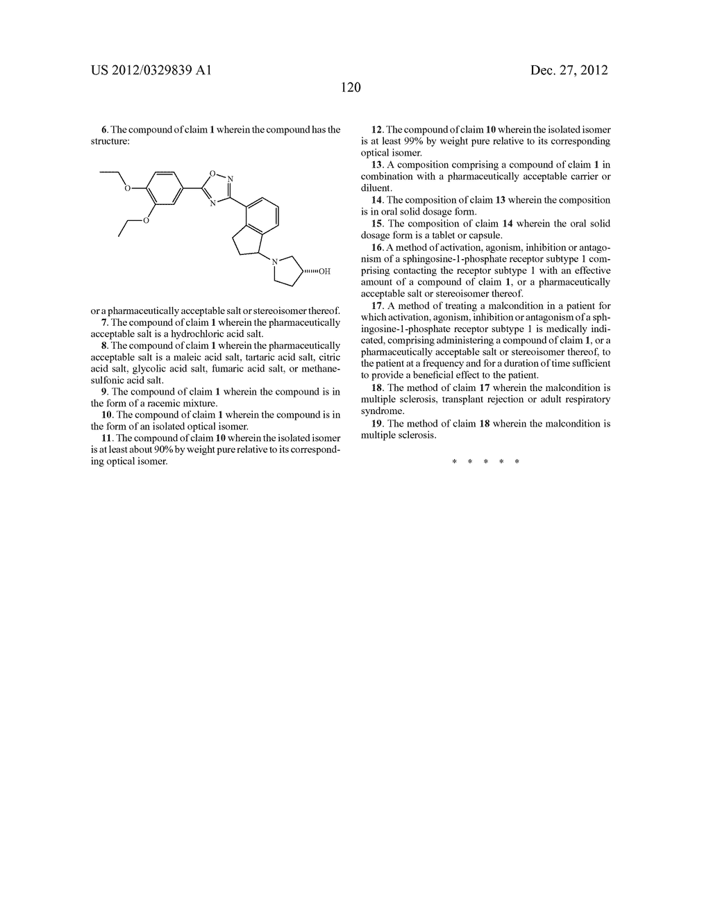 NOVEL MODULATORS OF SPHINGOSINE PHOSPHATE RECEPTORS - diagram, schematic, and image 129