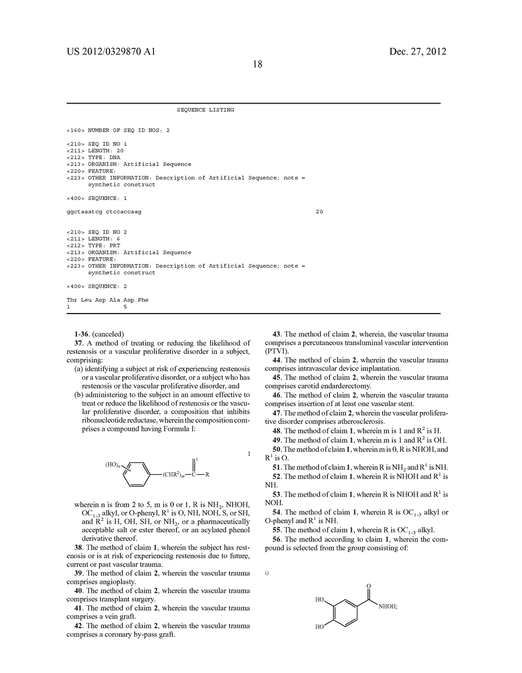 Methods for Treating or Preventing Restenosis and Other Vascular     Proliferative Disorders - diagram, schematic, and image 28