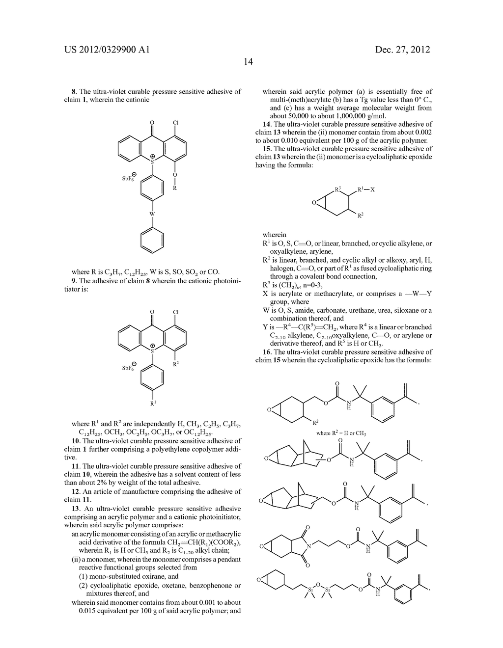 CATIONIC UV-CROSSLINKABLE ACRYLIC POLYMERS FOR PRESSURE SENSITIVE     ADHESIVES - diagram, schematic, and image 16