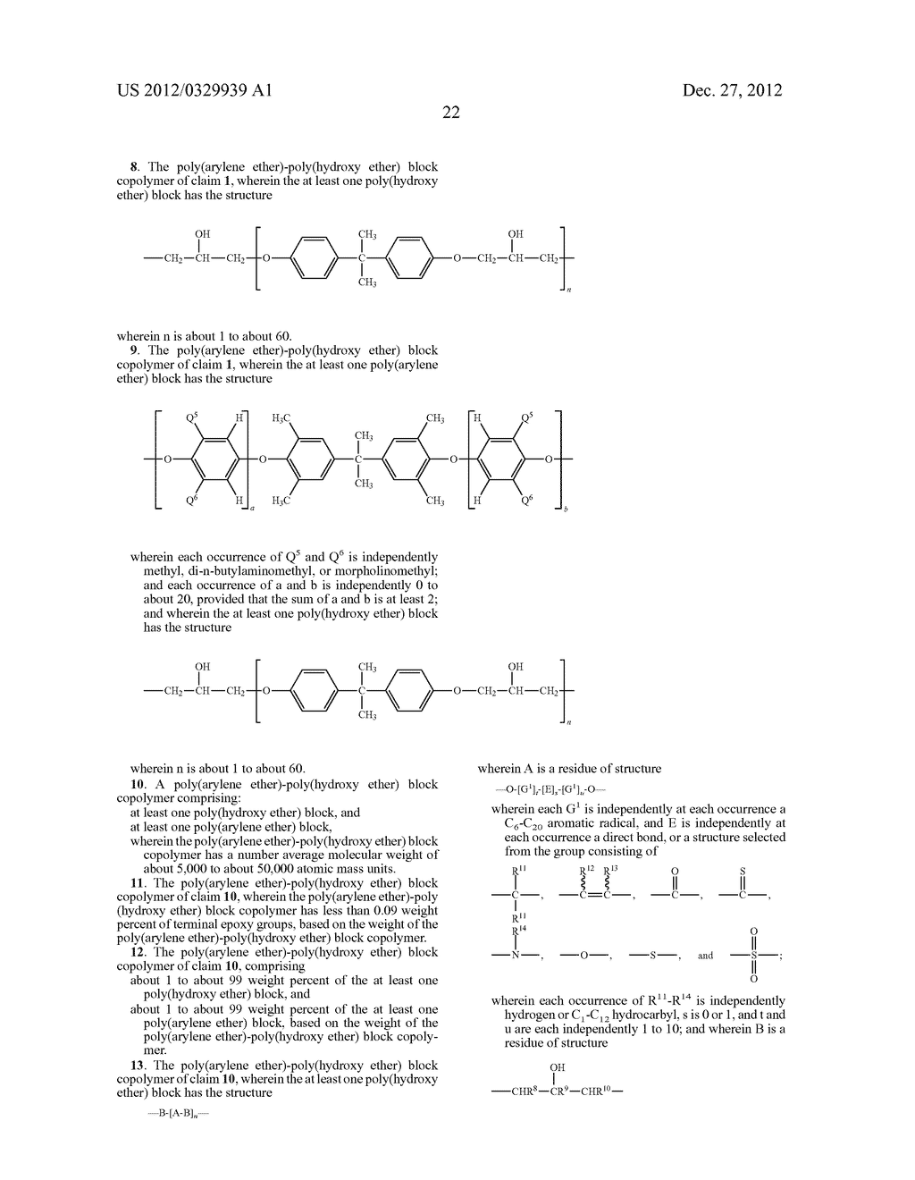 POLY(ARYLENE ETHER)-POLY(HYDROXY ETHER) BLOCK COPOLYMER AND METHOD OF     MAKING - diagram, schematic, and image 27