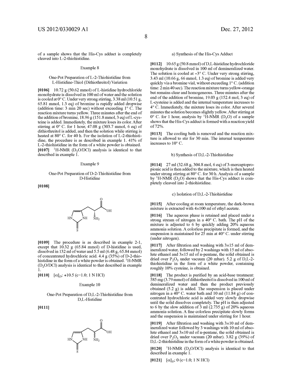 METHOD FOR THE SYNTHESIS OF 2-THIOHISTIDINE AND THE LIKE - diagram, schematic, and image 09