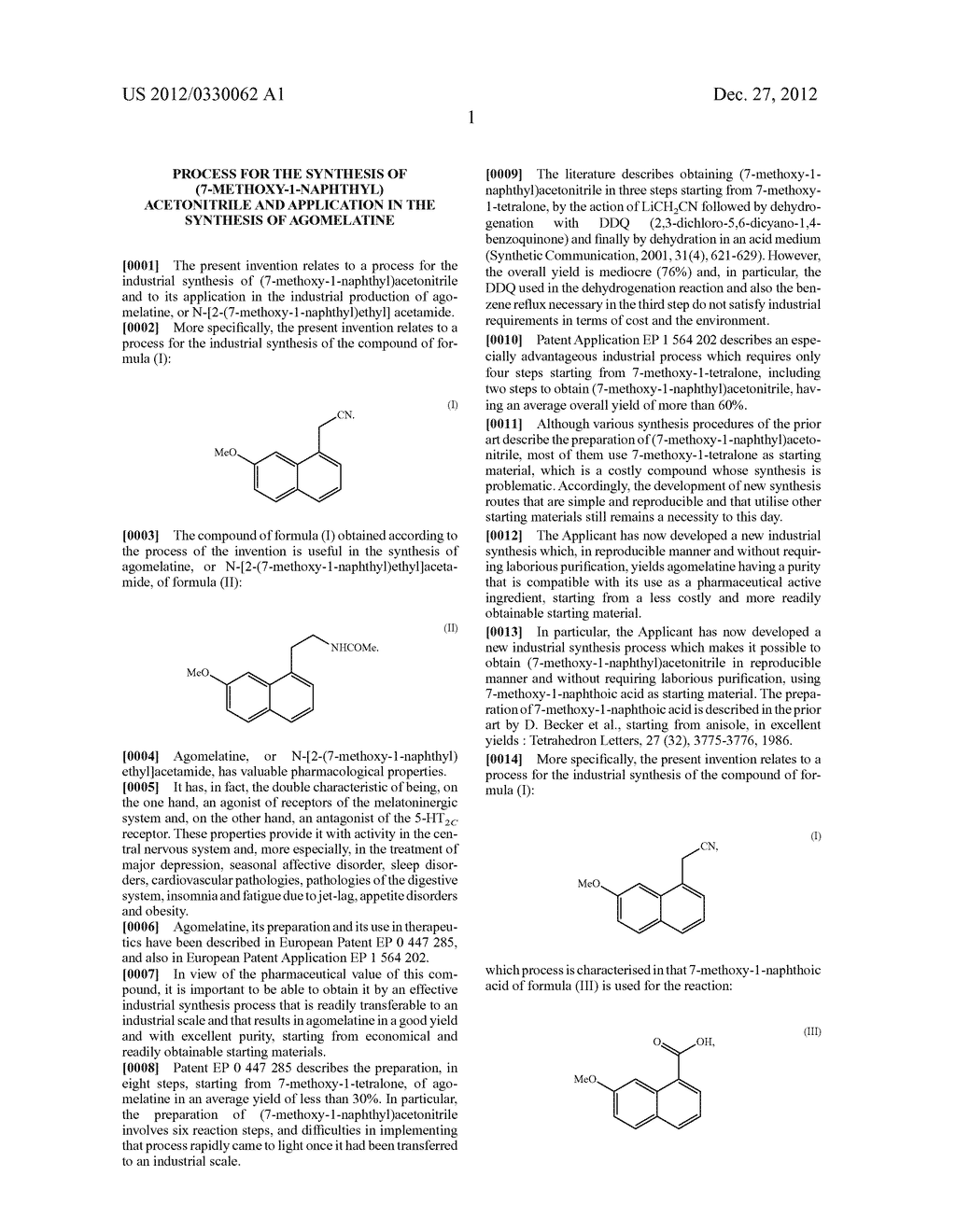 PROCESS FOR THE SYNTHESIS OF (7-METHOXY-1-NAPHTHYL) ACETONITRILE AND     APPLICATION IN THE SYNTHESIS OF AGOMELATINE - diagram, schematic, and image 02