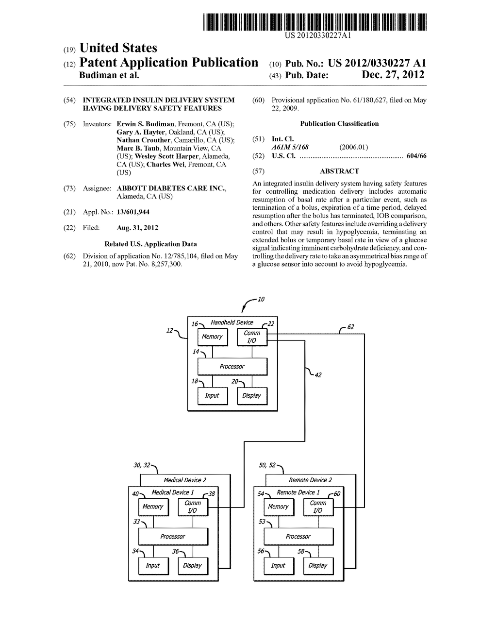 INTEGRATED INSULIN DELIVERY SYSTEM HAVING DELIVERY SAFETY FEATURES - diagram, schematic, and image 01