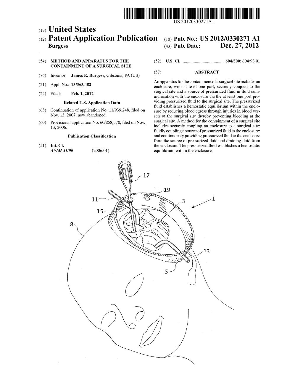 Method and Apparatus for the Containment of a Surgical Site - diagram, schematic, and image 01