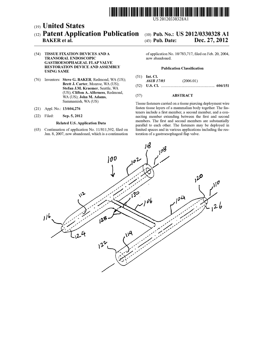 TISSUE FIXATION DEVICES AND A TRANSORAL ENDOSCOPIC GASTROESOPHAGEAL FLAP     VALVE RESTORATION DEVICE AND ASSEMBLY USING SAME - diagram, schematic, and image 01