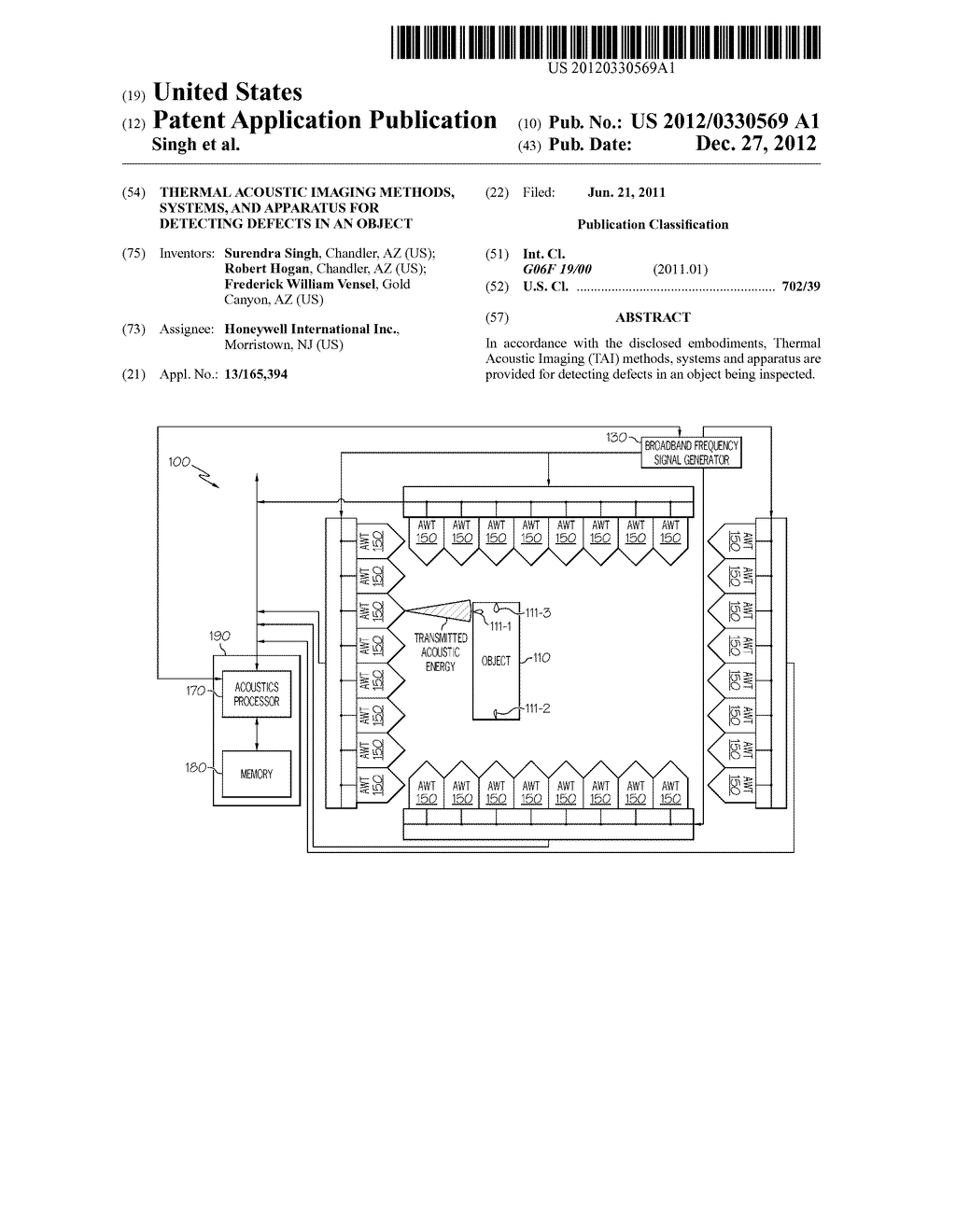 THERMAL ACOUSTIC IMAGING METHODS, SYSTEMS, AND APPARATUS FOR DETECTING     DEFECTS IN AN OBJECT - diagram, schematic, and image 01