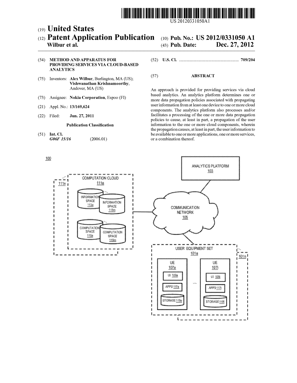 METHOD AND APPARATUS FOR PROVIDING SERVICES VIA CLOUD-BASED ANALYTICS - diagram, schematic, and image 01