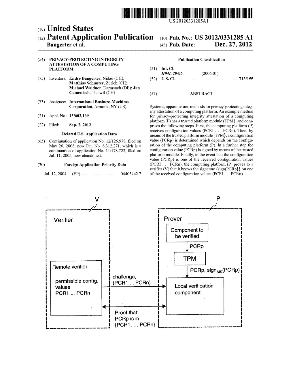 PRIVACY-PROTECTING INTEGRITY ATTESTATION OF A COMPUTING PLATFORM - diagram, schematic, and image 01