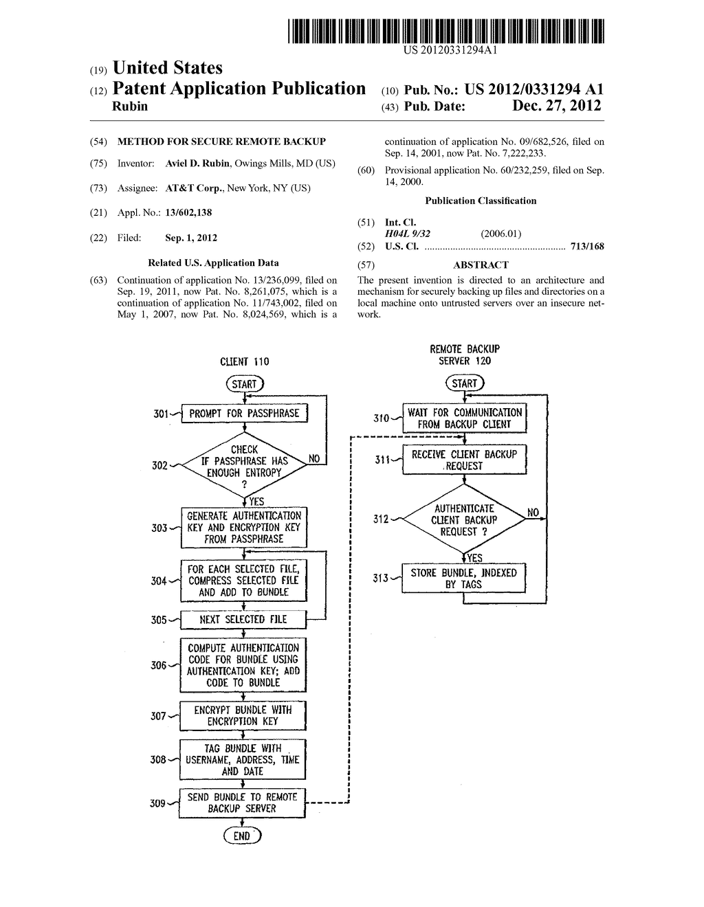 METHOD FOR SECURE REMOTE BACKUP - diagram, schematic, and image 01