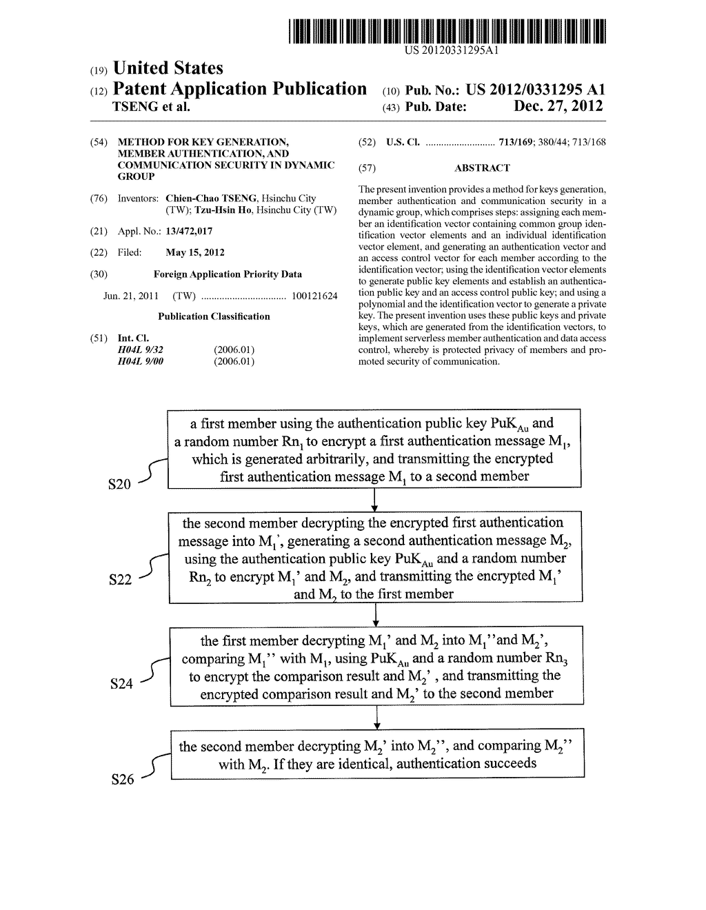 METHOD FOR KEY GENERATION, MEMBER AUTHENTICATION, AND COMMUNICATION     SECURITY IN DYNAMIC GROUP - diagram, schematic, and image 01