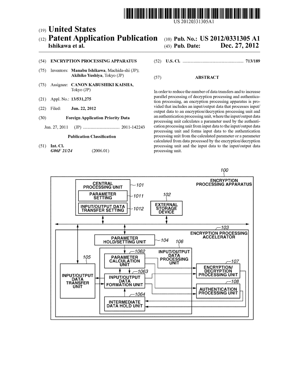 ENCRYPTION PROCESSING APPARATUS - diagram, schematic, and image 01