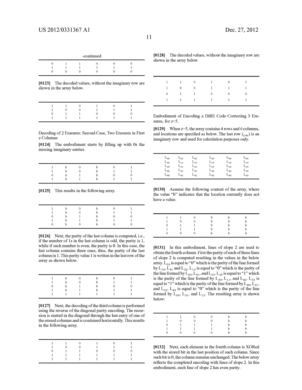 Nested Multiple Erasure Correcting Codes for Storage Arrays - diagram, schematic, and image 18