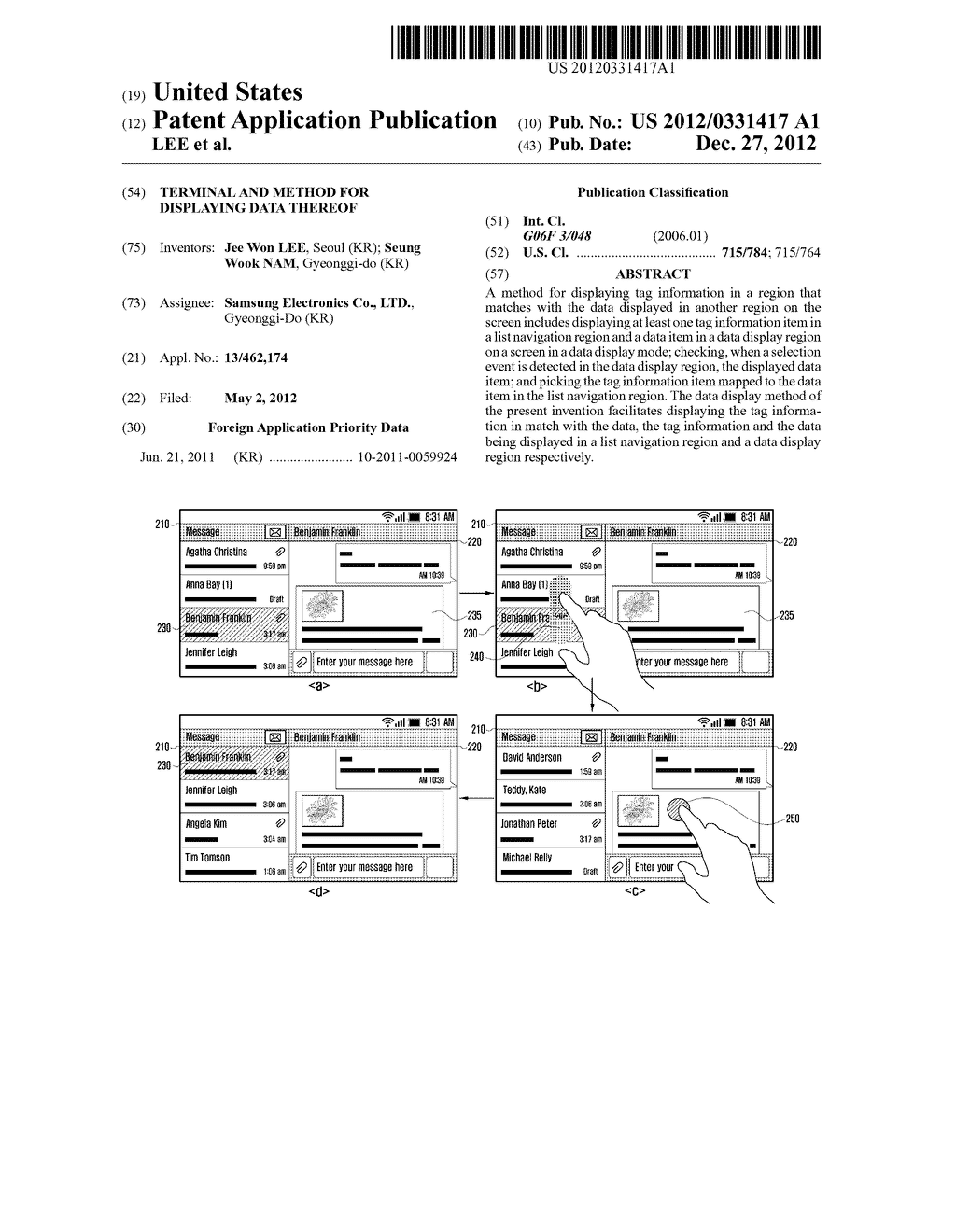 TERMINAL AND METHOD FOR DISPLAYING DATA THEREOF - diagram, schematic, and image 01