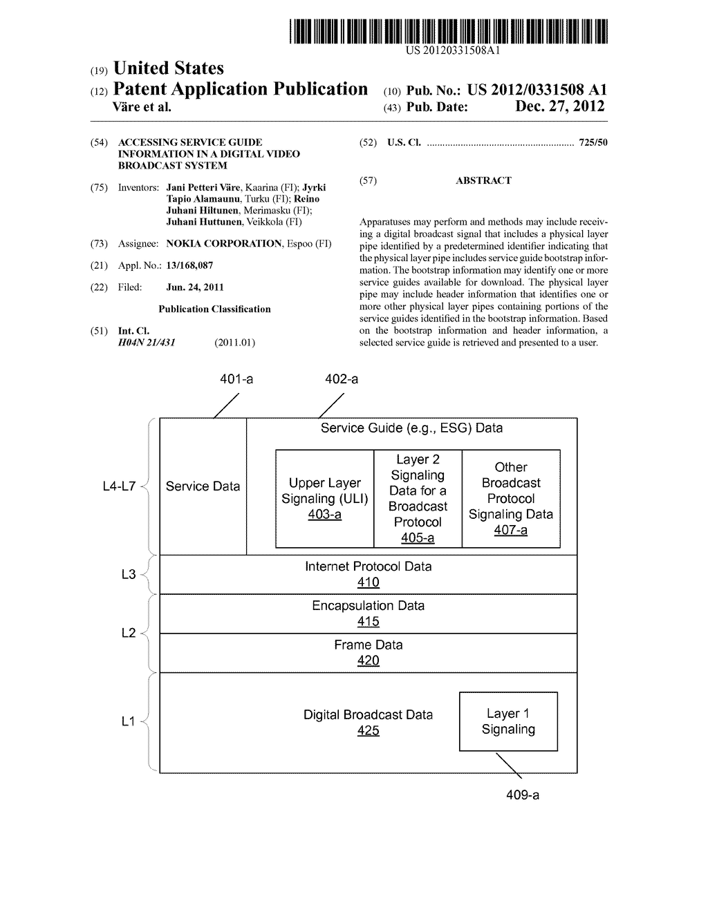 Accessing Service Guide Information In A Digital Video Broadcast System - diagram, schematic, and image 01