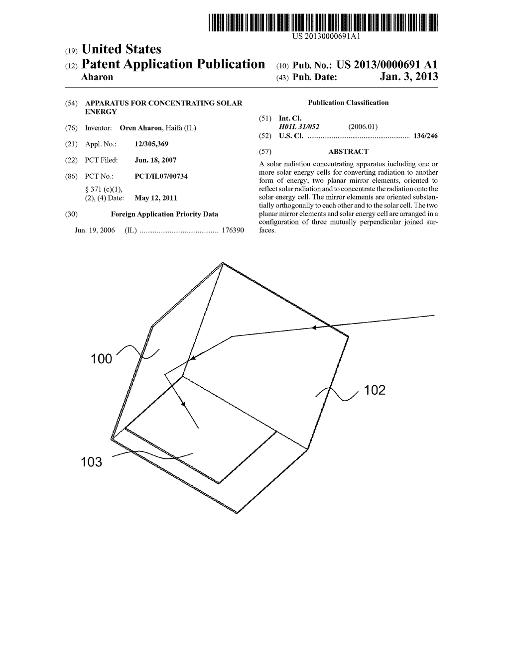 APPARATUS FOR CONCENTRATING SOLAR ENERGY - diagram, schematic, and image 01