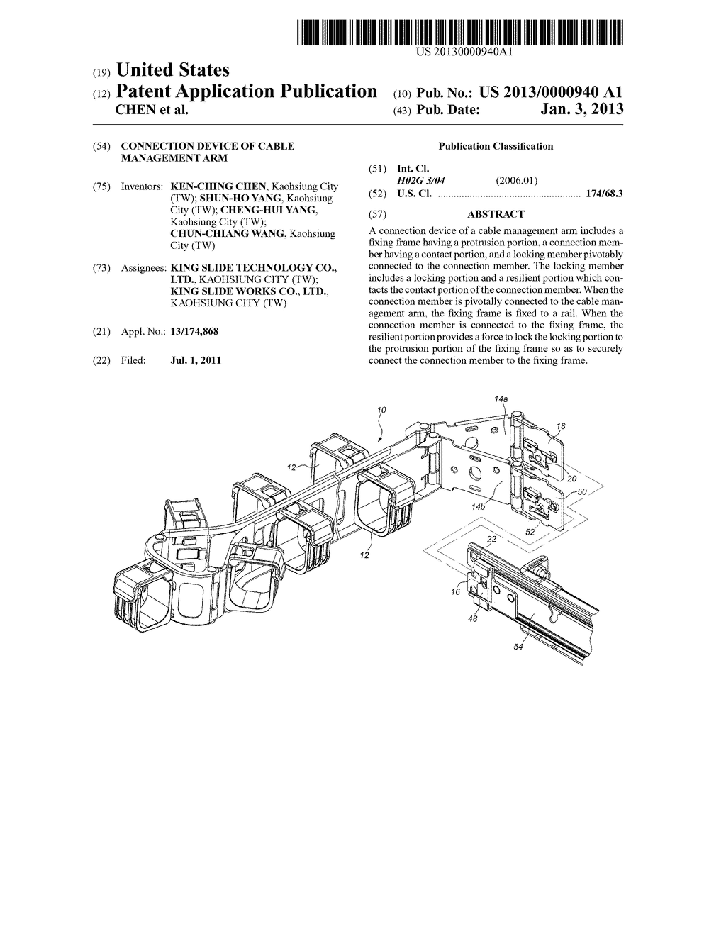 CONNECTION DEVICE OF CABLE MANAGEMENT ARM - diagram, schematic, and image 01