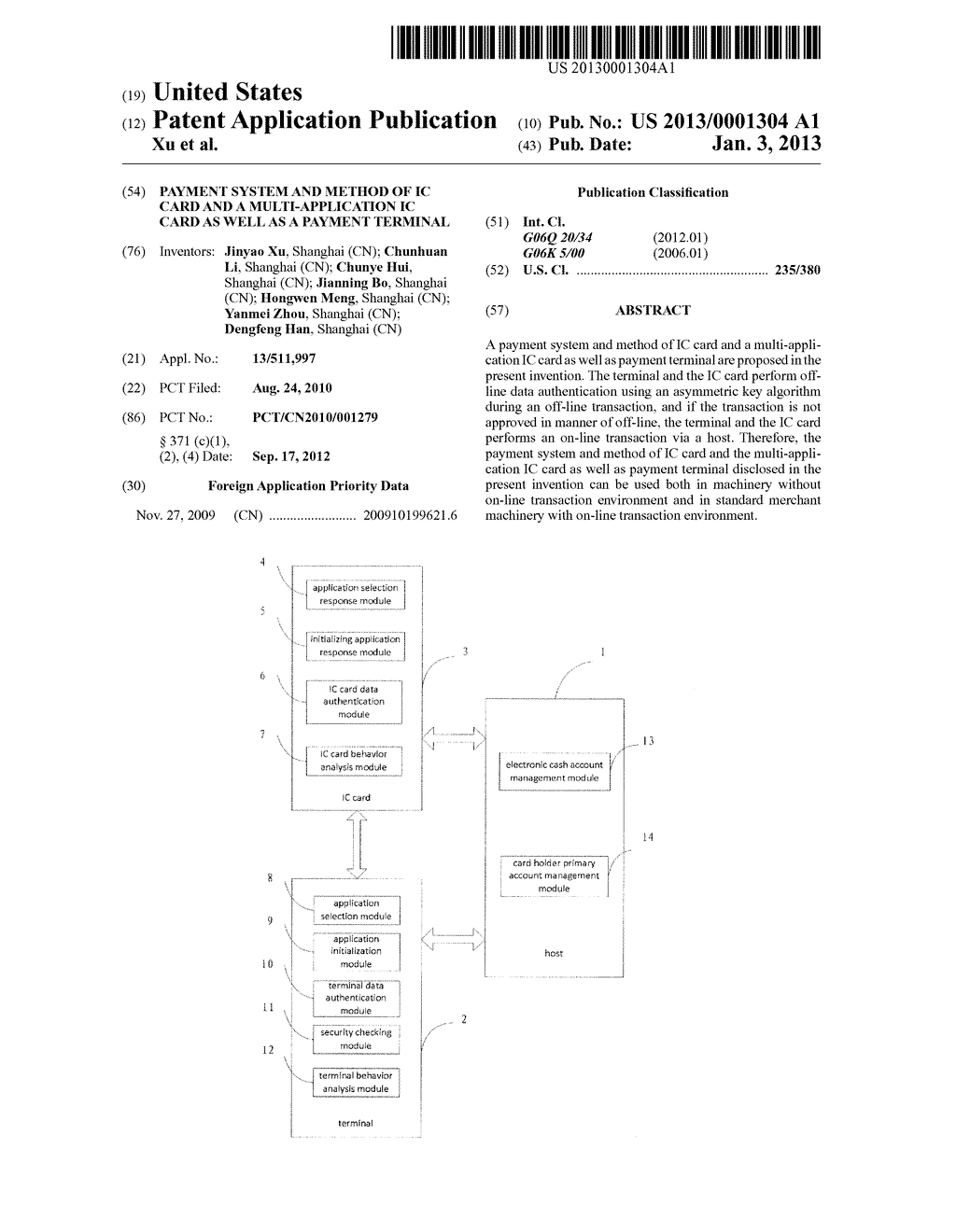 PAYMENT SYSTEM AND METHOD OF IC CARD AND A MULTI-APPLICATION IC CARD AS     WELL AS A PAYMENT TERMINAL - diagram, schematic, and image 01