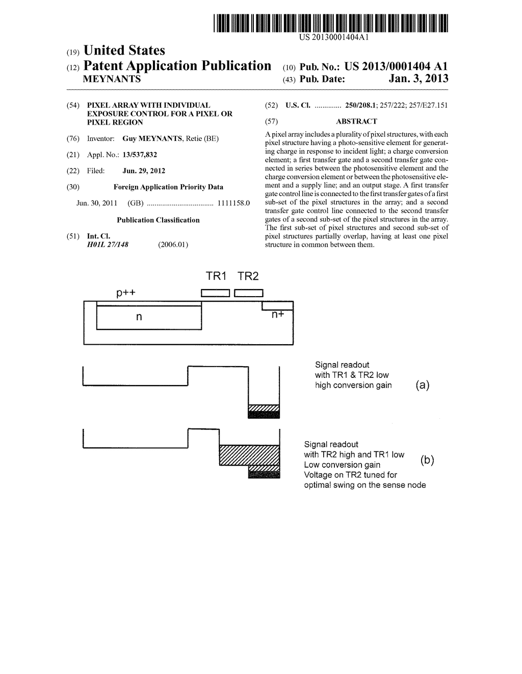 PIXEL ARRAY WITH INDIVIDUAL EXPOSURE CONTROL FOR A PIXEL OR PIXEL REGION - diagram, schematic, and image 01