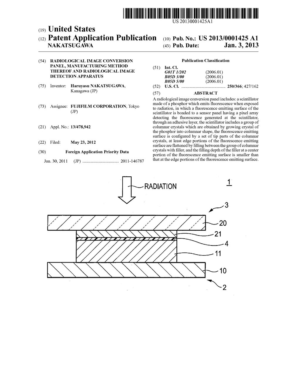 RADIOLOGICAL IMAGE CONVERSION PANEL, MANUFACTURING METHOD THEREOF AND     RADIOLOGICAL IMAGE DETECTION APPARATUS - diagram, schematic, and image 01