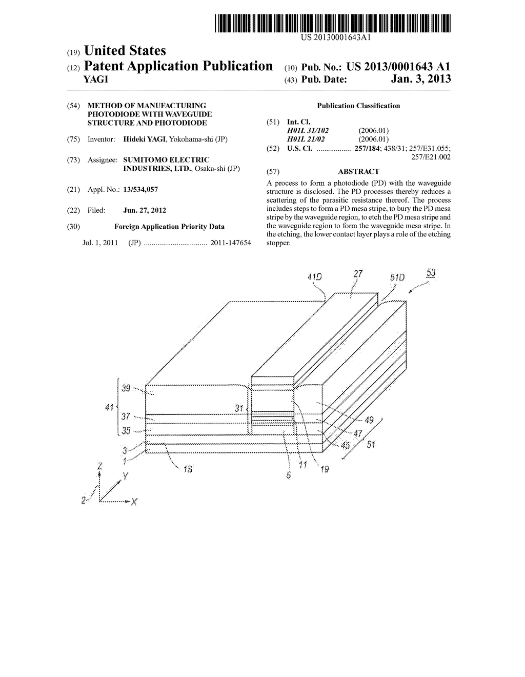 METHOD OF MANUFACTURING PHOTODIODE WITH WAVEGUIDE STRUCTURE AND PHOTODIODE - diagram, schematic, and image 01