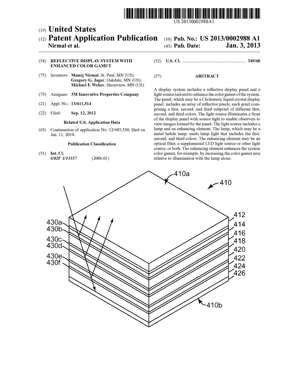 REFLECTIVE DISPLAY SYSTEM WITH ENHANCED COLOR GAMUT - diagram, schematic, and image 01
