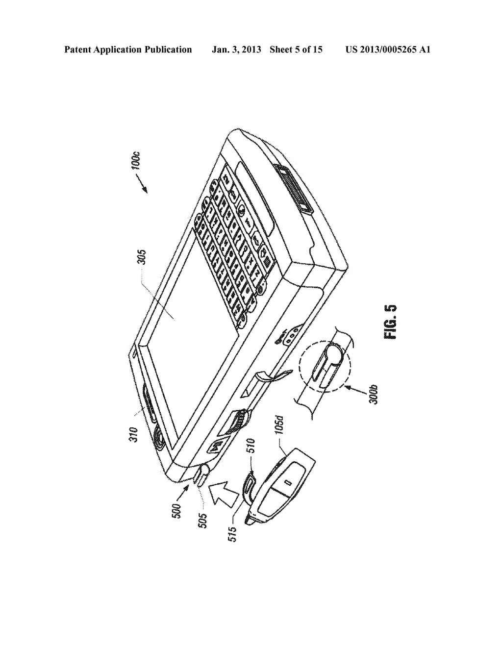 Hand-Held, Portable Electronic Device With Retainer Port For Receiving     Retainable Wireless Accessory For Use Therewith - diagram, schematic, and image 06