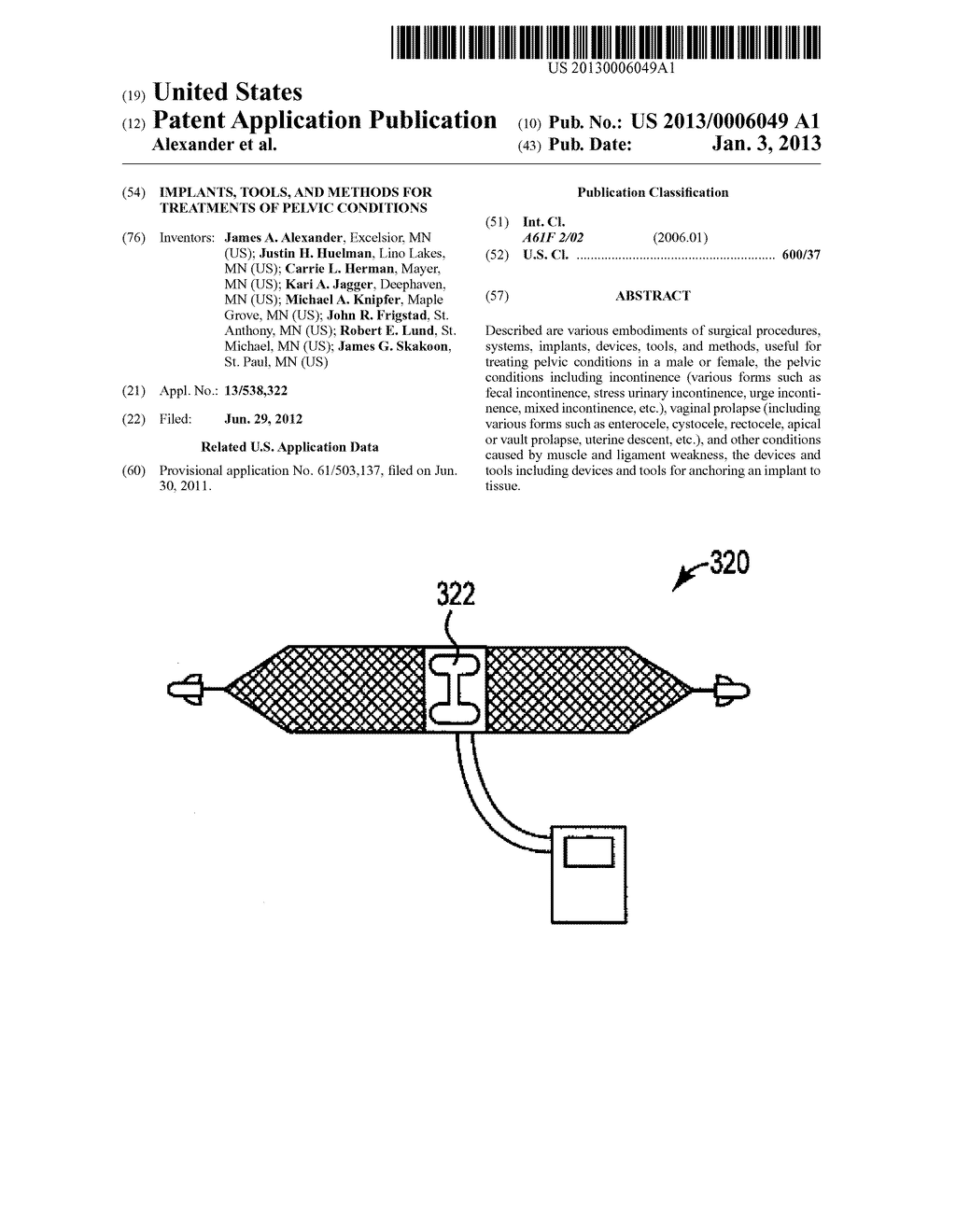 IMPLANTS, TOOLS, AND METHODS FOR TREATMENTS OF PELVIC CONDITIONS - diagram, schematic, and image 01