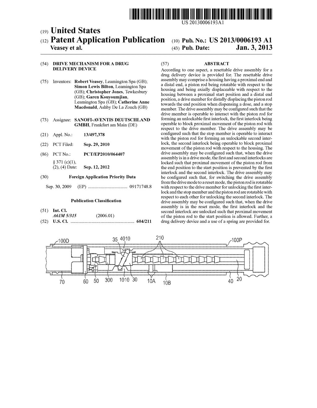 DRIVE MECHANISM FOR A DRUG DELIVERY DEVICE - diagram, schematic, and image 01