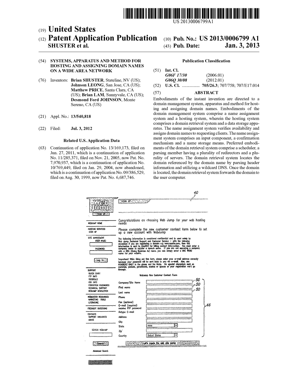 SYSTEMS, APPARATUS AND METHOD FOR HOSTING AND ASSIGNING DOMAIN NAMES ON A     WIDE AREA NETWORK - diagram, schematic, and image 01