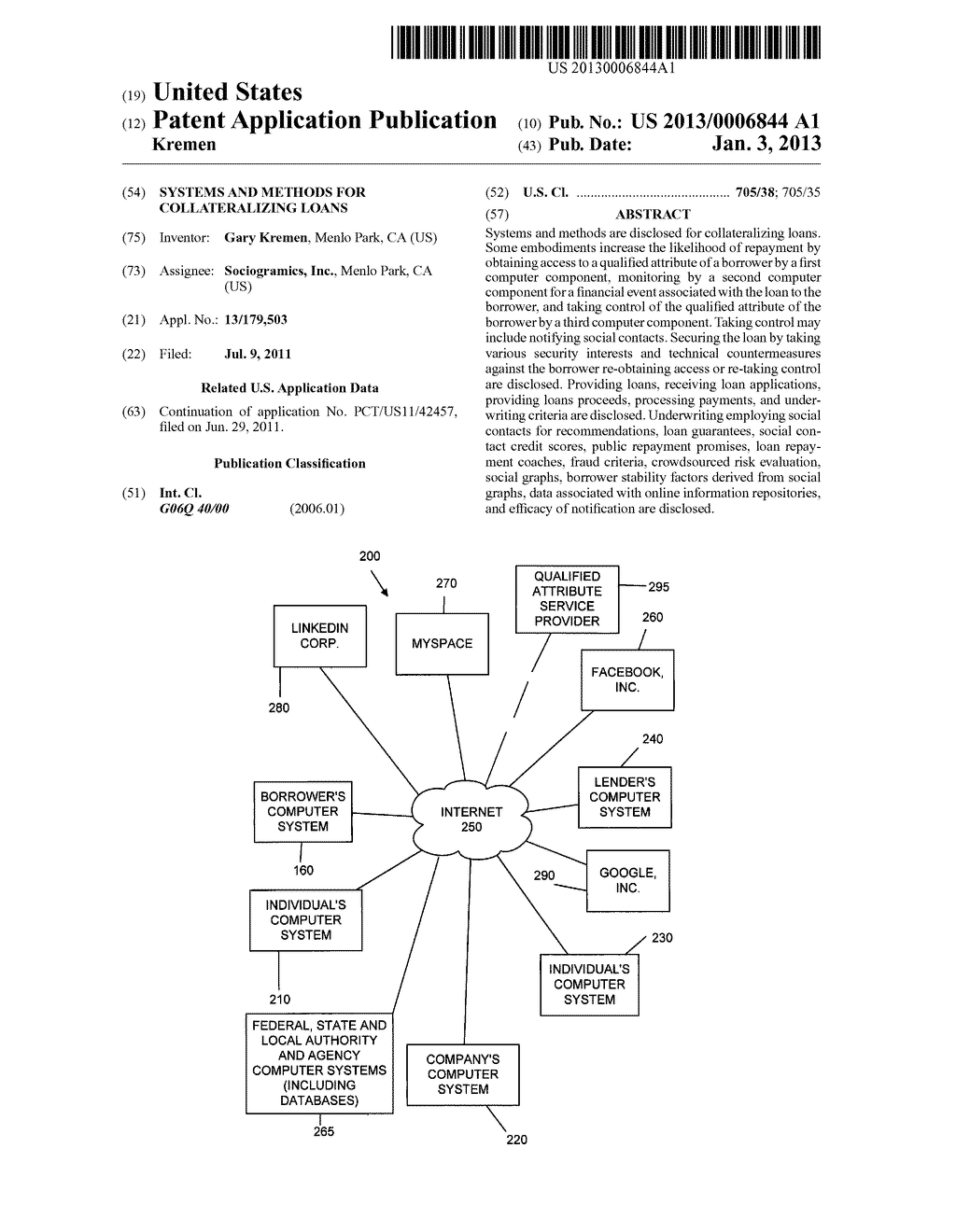 SYSTEMS AND METHODS FOR COLLATERALIZING LOANS - diagram, schematic, and image 01