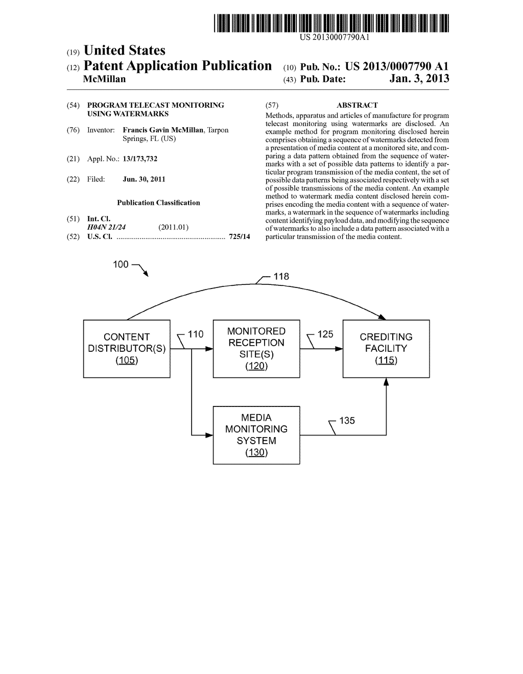 PROGRAM TELECAST MONITORING USING WATERMARKS - diagram, schematic, and image 01