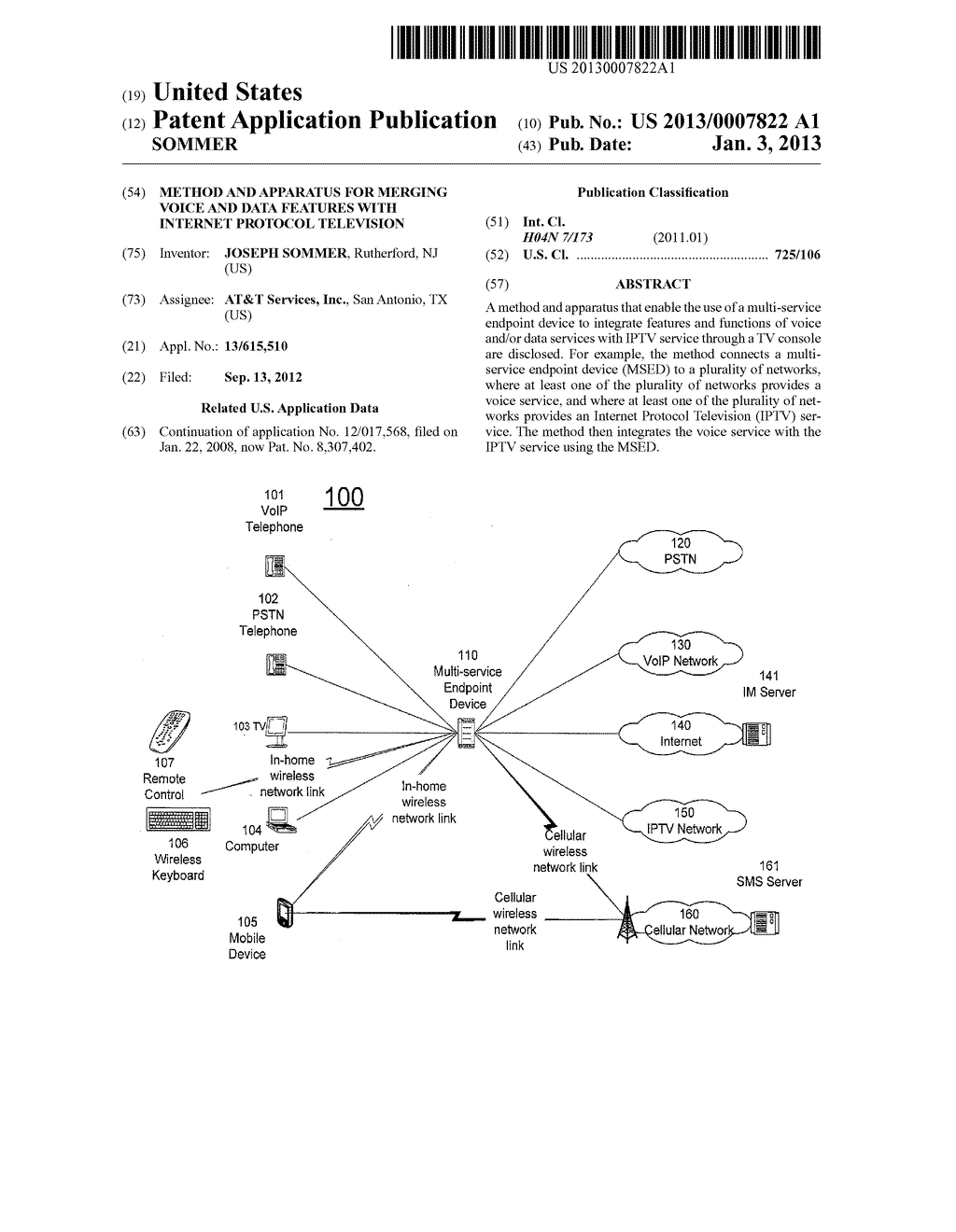 METHOD AND APPARATUS FOR MERGING VOICE AND DATA FEATURES WITH INTERNET     PROTOCOL TELEVISION - diagram, schematic, and image 01