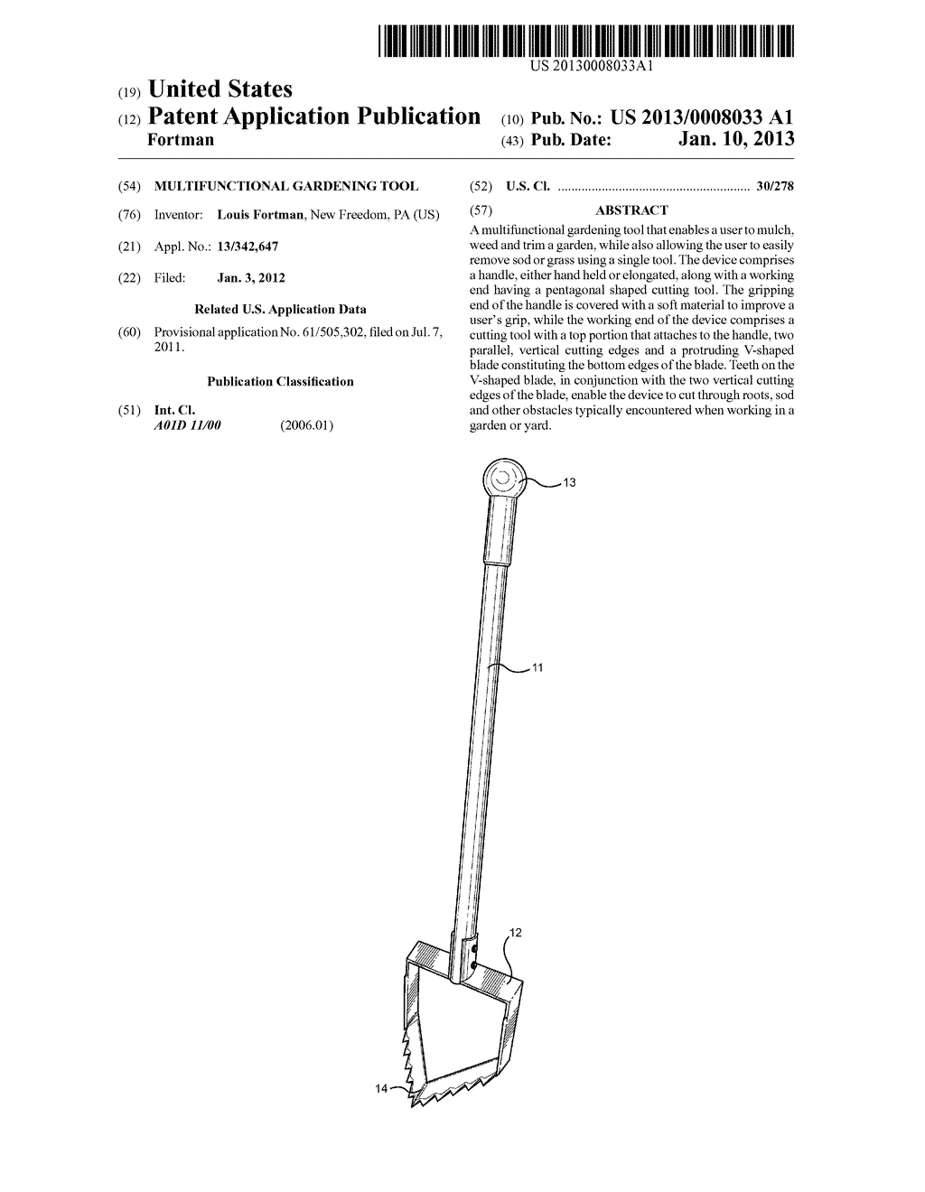 Multifunctional Gardening Tool - diagram, schematic, and image 01