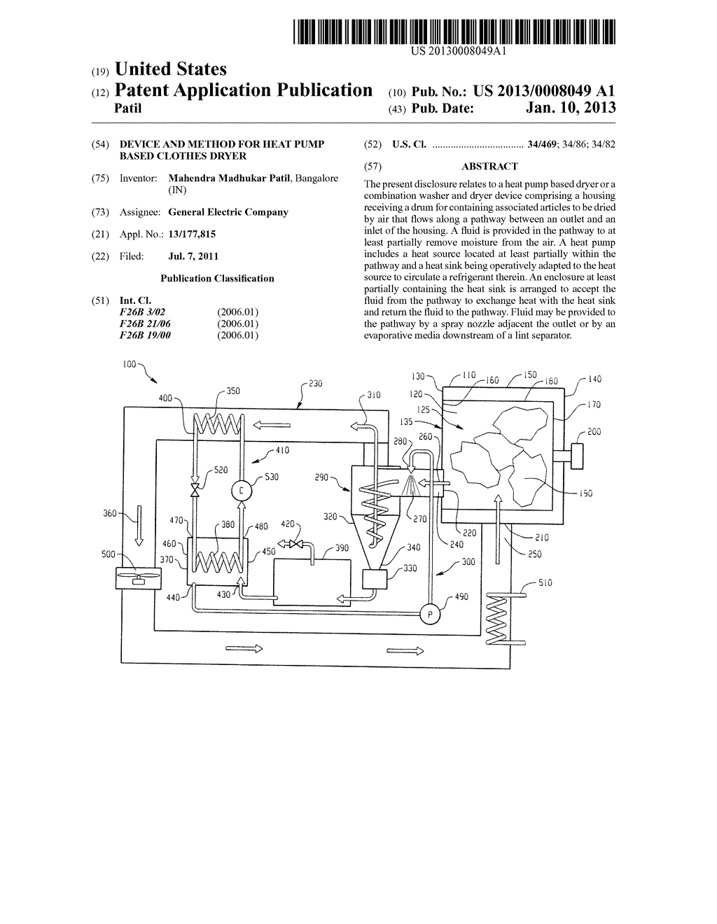 DEVICE AND METHOD FOR HEAT PUMP BASED CLOTHES DRYER - diagram, schematic, and image 01