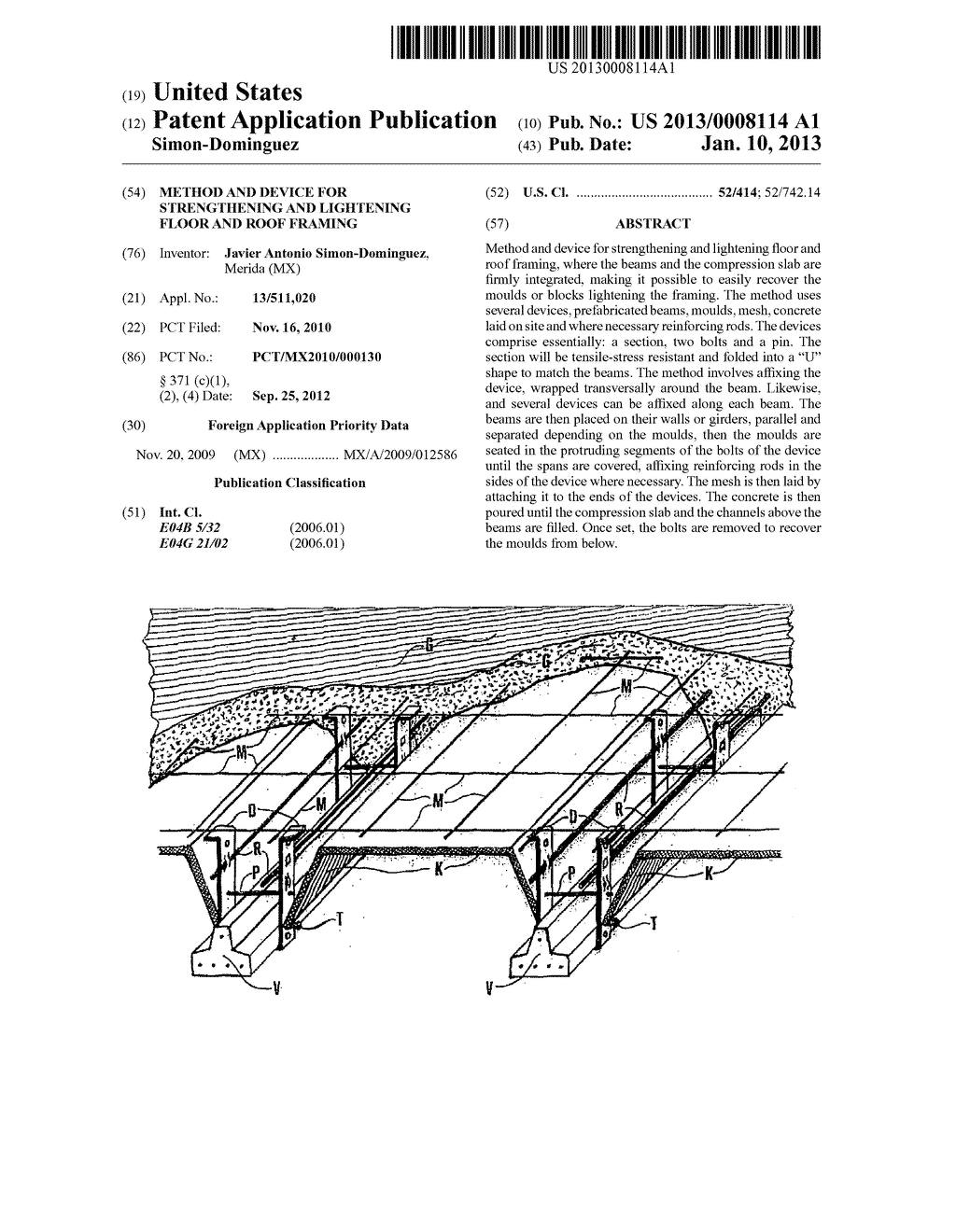 METHOD AND DEVICE FOR STRENGTHENING AND LIGHTENING FLOOR AND ROOF FRAMING - diagram, schematic, and image 01