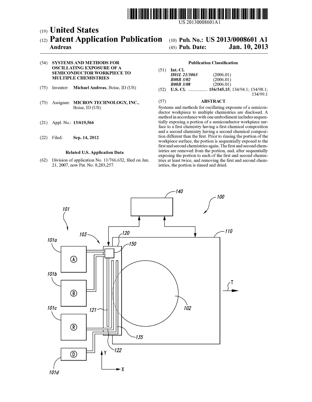 SYSTEMS AND METHODS FOR OSCILLATING EXPOSURE OF A SEMICONDUCTOR WORKPIECE     TO MULTIPLE CHEMISTRIES - diagram, schematic, and image 01