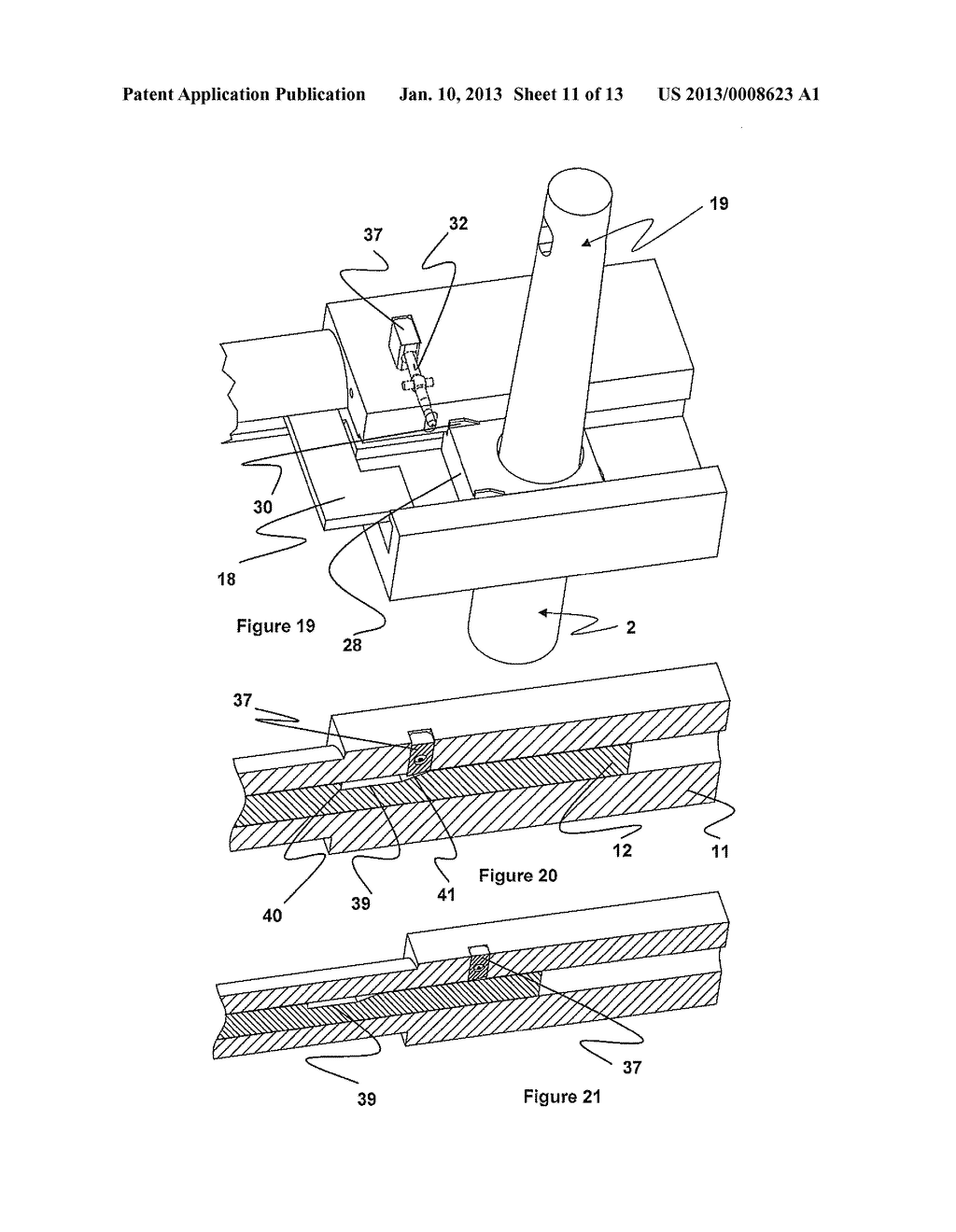 DEVICE FOR HOLDING AND REPLACING A CASTING PLATE IN A CASTING     INSTALLATION, METALLIC CASING OF CASTING PLATE, PROVIDED WITH MEANS     INTERACTING WITH A DEVICE DETECTOR - diagram, schematic, and image 12