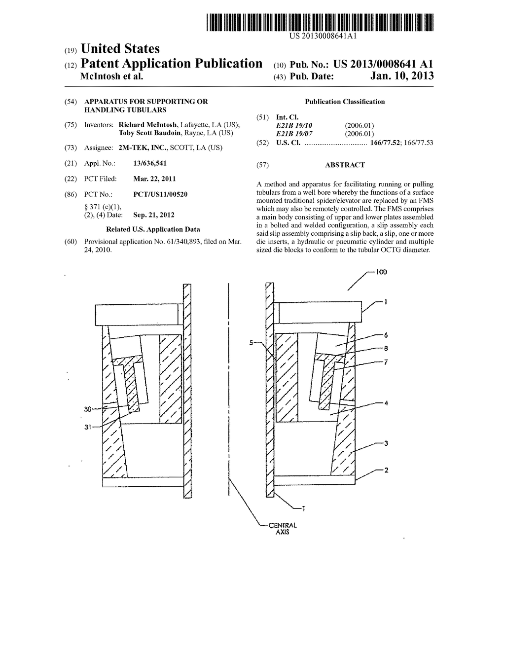 APPARATUS FOR SUPPORTING OR HANDLING TUBULARS - diagram, schematic, and image 01