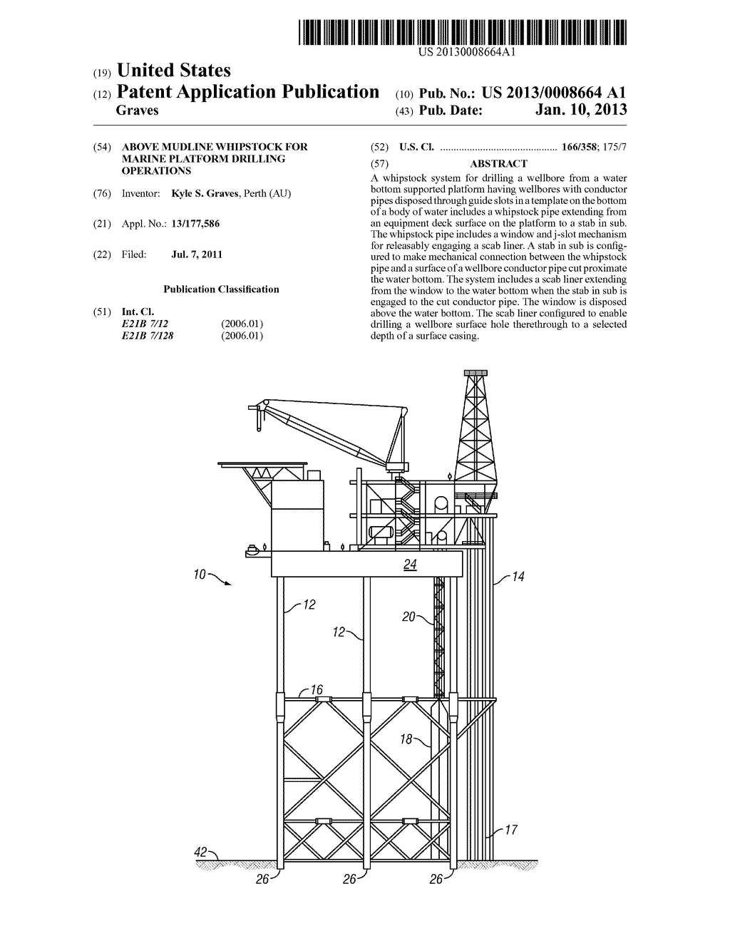 ABOVE MUDLINE WHIPSTOCK FOR MARINE PLATFORM DRILLING OPERATIONS - diagram, schematic, and image 01