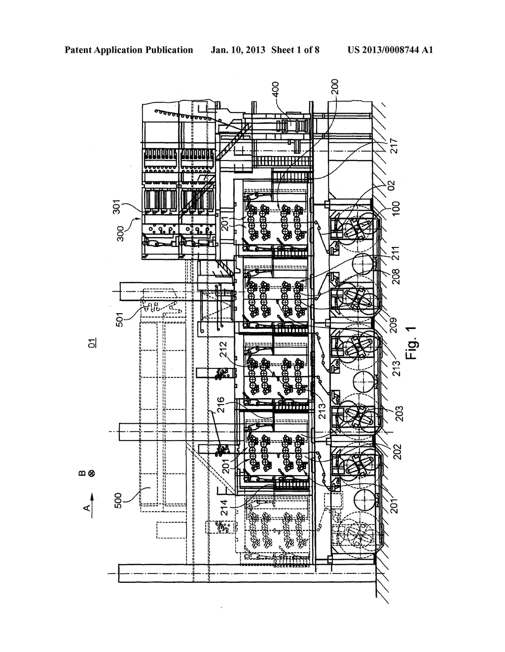 PRINTING TOWER OF A PRESS HAVING A VERTICALLY MOVABLE PLATFORM AND METHOD     FOR PROVIDING THE PLATFORM - diagram, schematic, and image 02