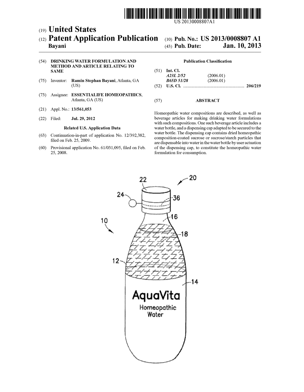 DRINKING WATER FORMULATION AND METHOD AND ARTICLE RELATING TO SAME - diagram, schematic, and image 01