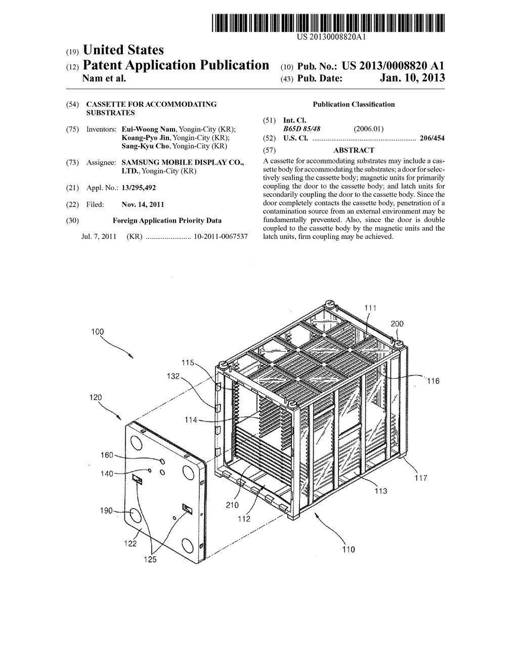 CASSETTE FOR ACCOMMODATING SUBSTRATES - diagram, schematic, and image 01