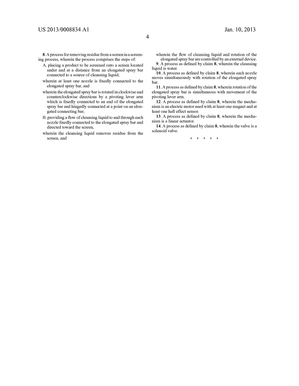 Apparatus and process for removal of residue from a screen - diagram, schematic, and image 11