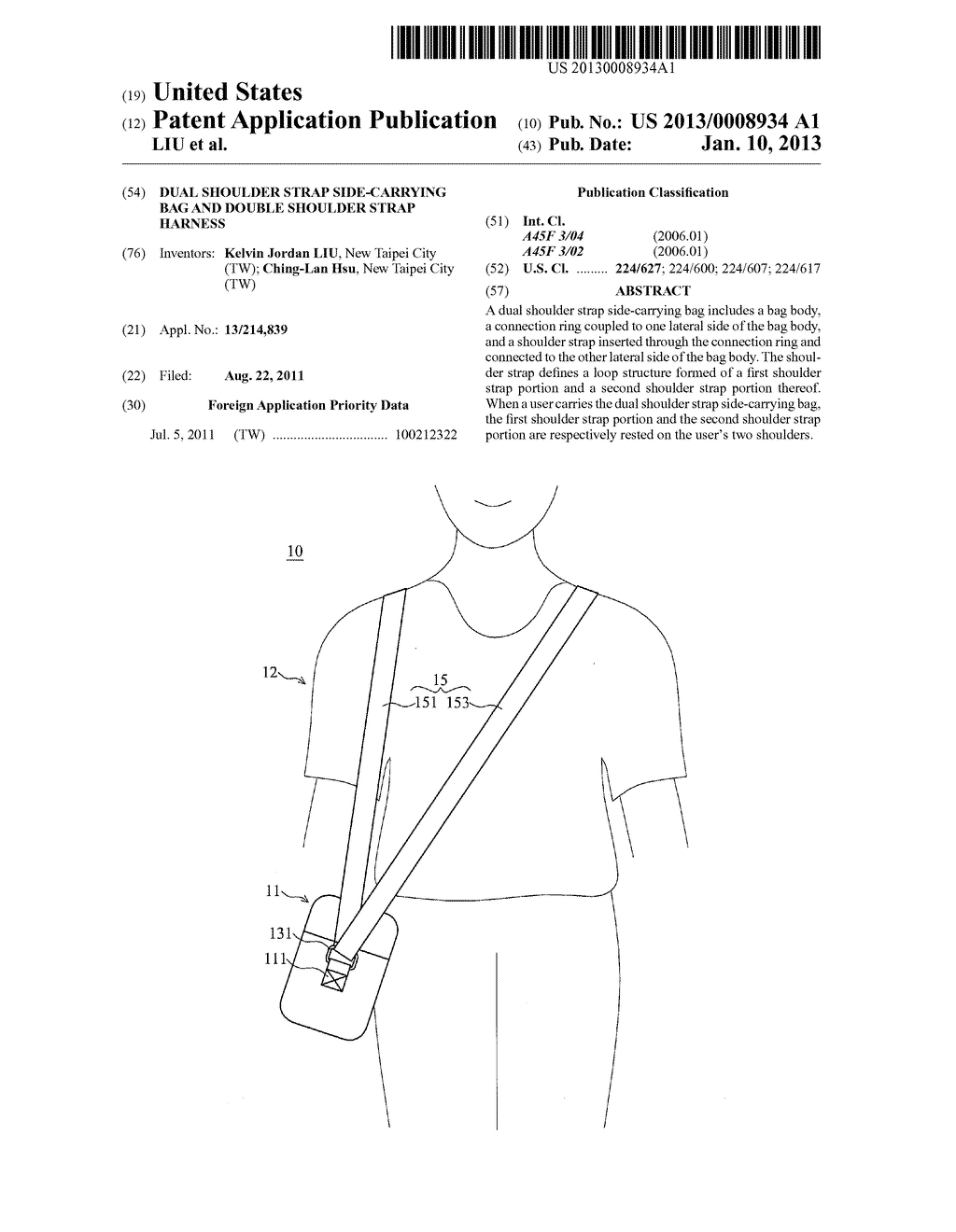 DUAL SHOULDER STRAP SIDE-CARRYING BAG AND DOUBLE SHOULDER STRAP HARNESS - diagram, schematic, and image 01