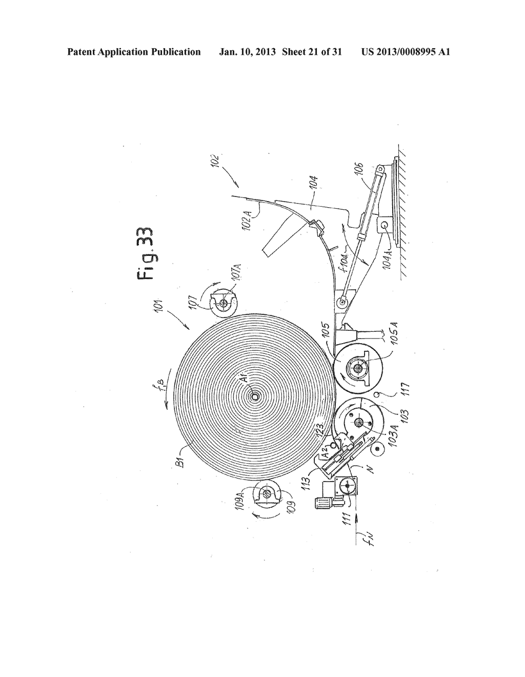 MACHINE AND METHOD FOR WINDING REELS OF WEB MATERIAL - diagram, schematic, and image 22