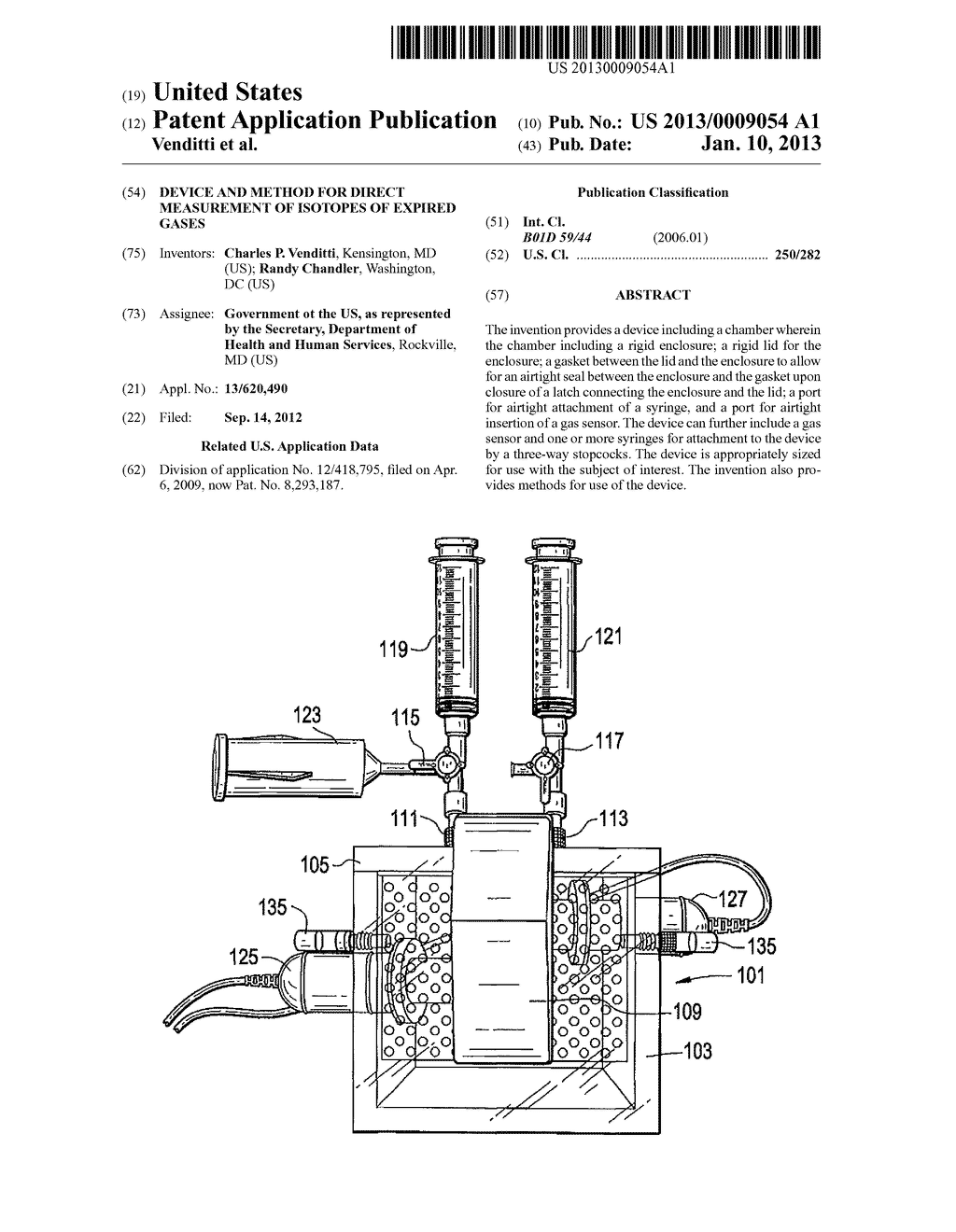 DEVICE AND METHOD FOR DIRECT MEASUREMENT OF ISOTOPES OF EXPIRED GASES - diagram, schematic, and image 01