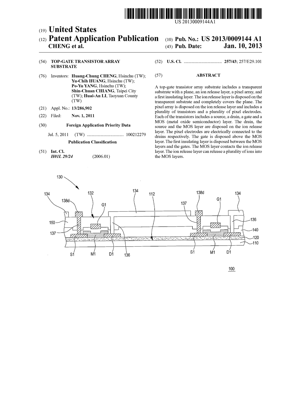 TOP-GATE TRANSISTOR ARRAY SUBSTRATE - diagram, schematic, and image 01